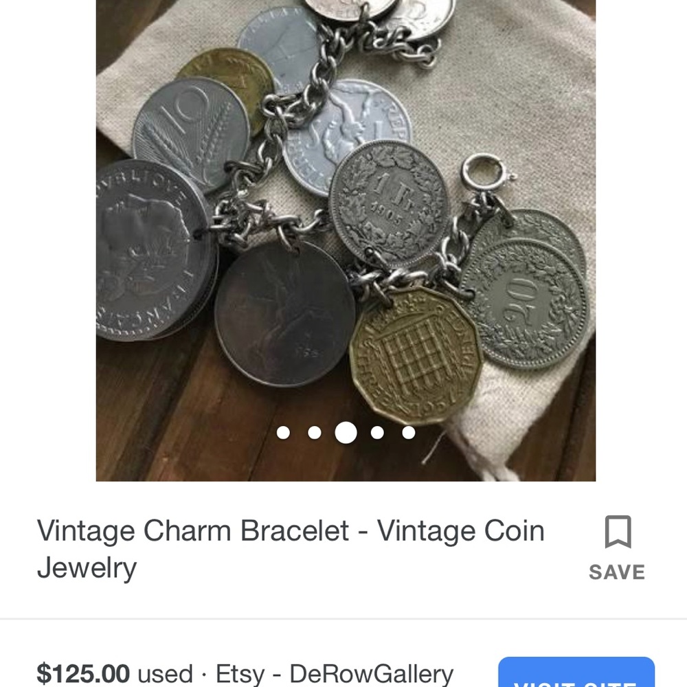 Vintage international coin charm bracelet - Picture 7 of 7